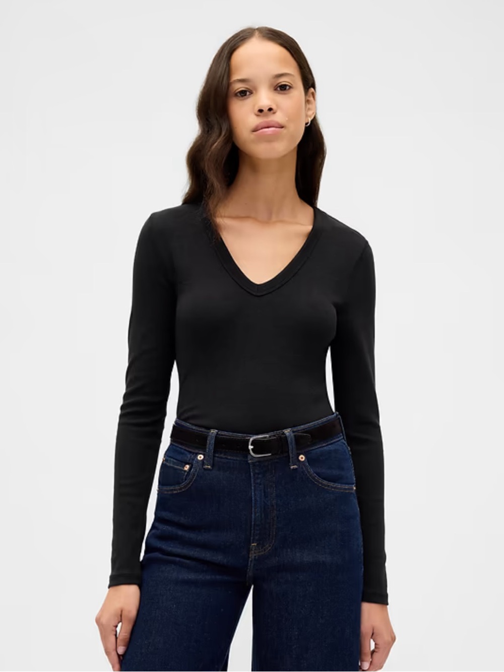 Gap Modern V-Neck Long Sleeve T-Shirts 2-Pack – M Tall – Black